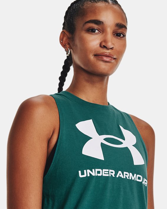 Women's UA Sportstyle Graphic Tank, Green, pdpMainDesktop image number 3